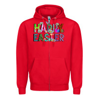 Red Happy Easter Zipper Hoodie - CowhideDigitalArt