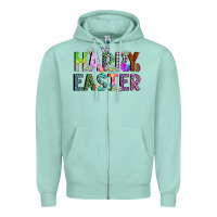Seafoam Happy Easter Zipper Hoodie - CowhideDigitalArt