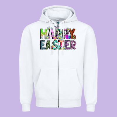 Happy Easter Zipper Hoodie Designed By Cowhidedigitalart
