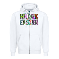 White Happy Easter Zipper Hoodie - CowhideDigitalArt