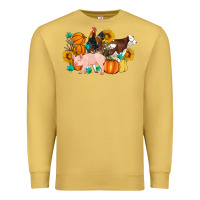 Antique Gold Farm Life Fall Pig Cow Rooster Premium Sweatshirt - Artiststas