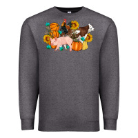 Charcoal Heather Farm Life Fall Pig Cow Rooster Premium Sweatshirt - Artiststas