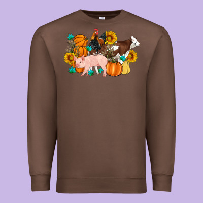 Farm Life Fall Pig Cow Rooster Premium Sweatshirt Designed By Artiststas