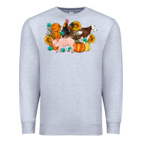 Heather Grey Farm Life Fall Pig Cow Rooster Premium Sweatshirt - Artiststas