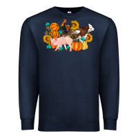 Navy Farm Life Fall Pig Cow Rooster Premium Sweatshirt - Artiststas