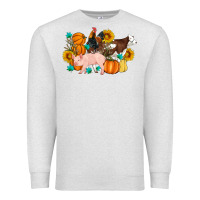 Oatmeal Heather Farm Life Fall Pig Cow Rooster Premium Sweatshirt - Artiststas