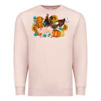 Pale Pink Farm Life Fall Pig Cow Rooster Premium Sweatshirt - Artiststas