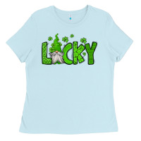 Baby Blue lucky gnome st patricks day Ladies Tee - Jasminsmagicworld