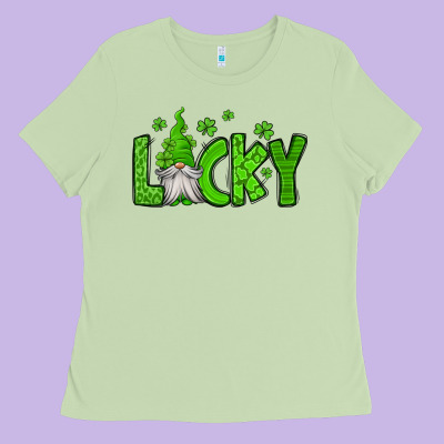 Lucky Gnome St Patricks Day Ladies Tee Designed By Jasminsmagicworld