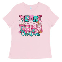Bubblegum Pink merry christmas pink coffee cups Ladies Tee - Jasminsmagicworld