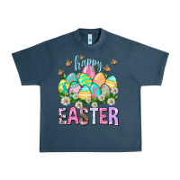 Midnight Navy Happy Easter with eggs Easter Day Urban Heavy Tee - HowdyJamesFarm