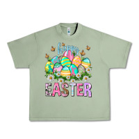 Oil Green Happy Easter with eggs Easter Day Urban Heavy Tee - HowdyJamesFarm