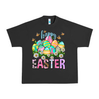 Pigment Black Happy Easter with eggs Easter Day Urban Heavy Tee - HowdyJamesFarm