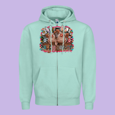 Happy Easter Zipper Hoodie Designed By Cowhidedigitalart