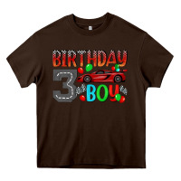 Chocolate Brown birthday boy 3 Heavy Core Tee - BundleAndBundleShop