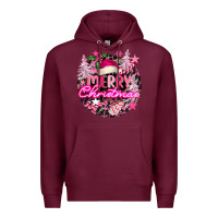 Burgundy pink merry christmas Premium Hoodie - FaDigitalArtStudio