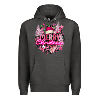 Charcoal Heather pink merry christmas Premium Hoodie - FaDigitalArtStudio