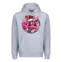 Heather Grey pink merry christmas Premium Hoodie - FaDigitalArtStudio