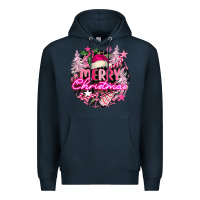 Navy pink merry christmas Premium Hoodie - FaDigitalArtStudio