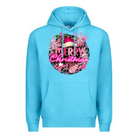 Ocean Blue pink merry christmas Premium Hoodie - FaDigitalArtStudio