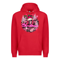 Red pink merry christmas Premium Hoodie - FaDigitalArtStudio