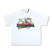 White Meowica cat 4th of july Urban Heavy Tee - HowdyJamesFarm