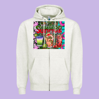 Summer Time Zipper Hoodie Designed By Cowhidedigitalart