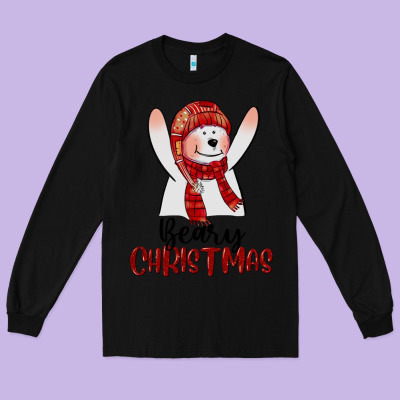 Beary Christmas Long Sleeve Tee Designed By Cowgirlartshop