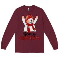 Burgundy beary christmas Long Sleeve Tee - CowGirlArtShop
