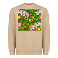 Mushroom St patricks  day pig with candy and pot of gold  seamless pattern Heavyweight Sweatshirt - FaDigitalArtStudio