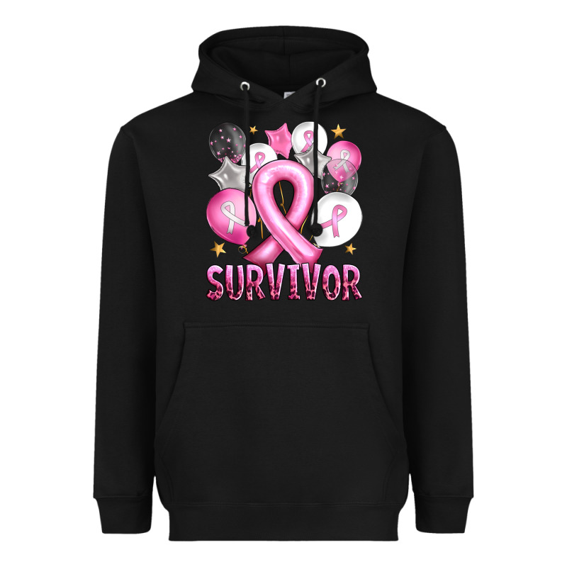 Balloons Cancer Ribbon Survivor Heavyweight Hoodie by Artiststas | Teevron