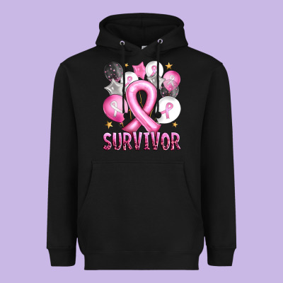 Balloons Cancer Ribbon Survivor Heavyweight Hoodie Designed By Artiststas