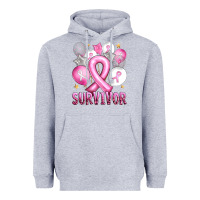 Heather Grey Balloons cancer ribbon survivor Heavyweight Hoodie - Artiststas