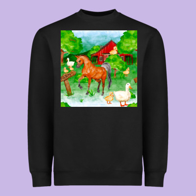 Farm Life Seamless Pattern Heavyweight Sweatshirt Designed By Fadigitalartstudio