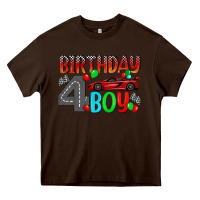 Chocolate Brown birthday boy 4 Heavy Core Tee - BundleAndBundleShop