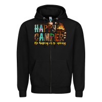Black Happy Camper Be Happy Or Go Away Zipper Hoodie - CowhideDigitalArt