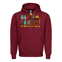Burgundy Happy Camper Be Happy Or Go Away Zipper Hoodie - CowhideDigitalArt