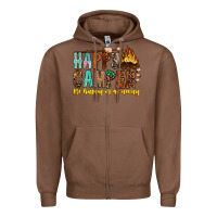 Chestnut Happy Camper Be Happy Or Go Away Zipper Hoodie - CowhideDigitalArt