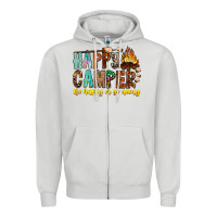 Dove Grey Happy Camper Be Happy Or Go Away Zipper Hoodie - CowhideDigitalArt