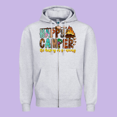 Happy Camper Be Happy Or Go Away Zipper Hoodie Designed By Cowhidedigitalart