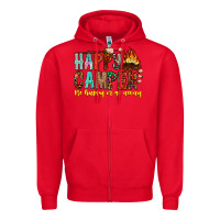 Red Happy Camper Be Happy Or Go Away Zipper Hoodie - CowhideDigitalArt