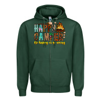 Sports Green Happy Camper Be Happy Or Go Away Zipper Hoodie - CowhideDigitalArt