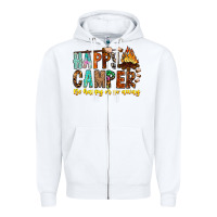 White Happy Camper Be Happy Or Go Away Zipper Hoodie - CowhideDigitalArt