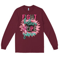 Burgundy fight believe hope survive cancer awareness Long Sleeve Tee - CowGirlArtShop