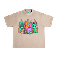 French Oak Happy Easter with plate letters Easter Day Urban Heavy Tee - HowdyJamesFarm