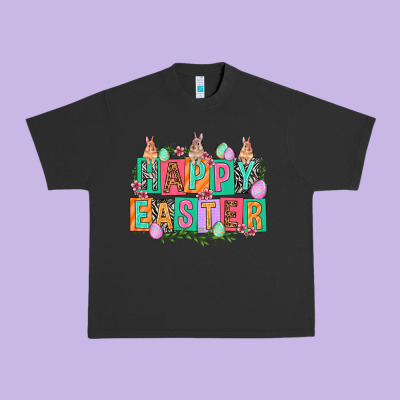 Happy Easter With Plate Letters Easter Day Urban Heavy Tee Designed By Howdyjamesfarm