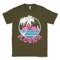 Army Green Hot Trend Florida Pink Flamingo Heart 80S Retro Vintage Style Classic Tee - lanVoArt