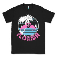 Black Hot Trend Florida Pink Flamingo Heart 80S Retro Vintage Style Classic Tee - lanVoArt
