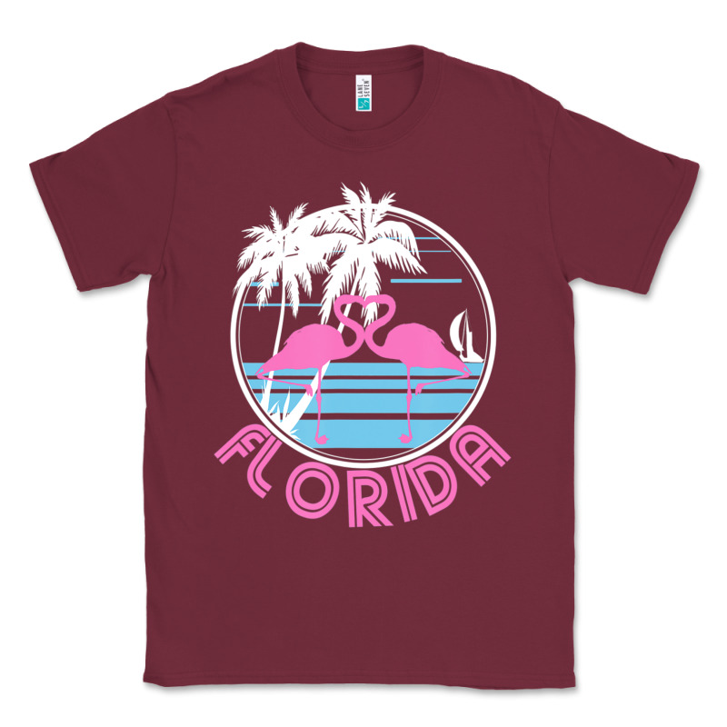 Hot Trend Florida Pink Flamingo Heart 80s Retro Vintage Style Classic Tee by lanVoArt | Teevron