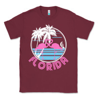 Burgundy Hot Trend Florida Pink Flamingo Heart 80S Retro Vintage Style Classic Tee - lanVoArt